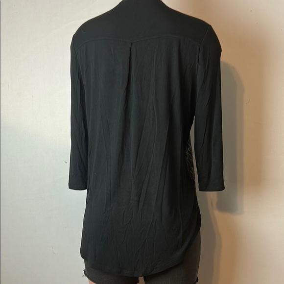 MAURICES Women’s 4/4  Sleeve Gold Lace 1/2 Zip Blouse Top Shirt - Picture 5 of 8